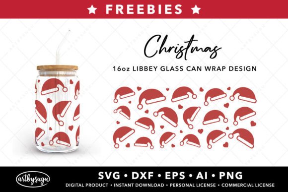 Christmas Libbey Glass Can SVG Freebies: Festive Design Assets