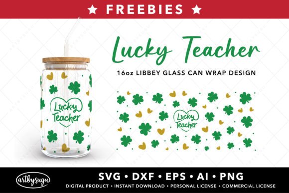 Creative Design Assets: Lucky Teacher Libbey Can Wrap Freebies