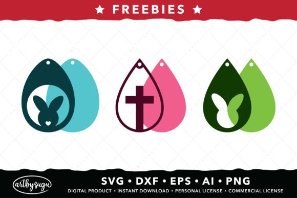 Creative Easter Stacked Earrings SVG Freebies for Designers