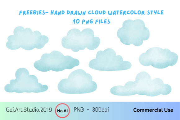 Elevate Your Designs with Free Cloud Watercolor Art