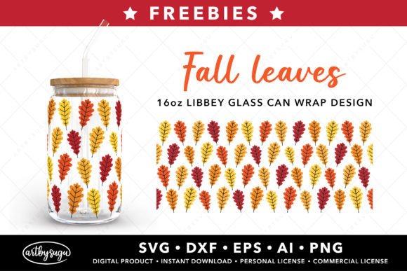Fall Leaves Libbey Glass Wrap Freebies: Design Assets for Autumn
