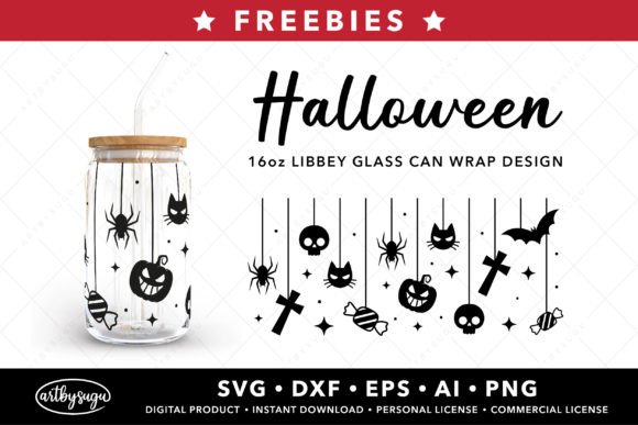 Halloween Glass Can Wrap SVG Freebies: Spooky Design Assets