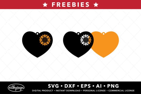 Heart Sunflower Stacked Earring Design Assets