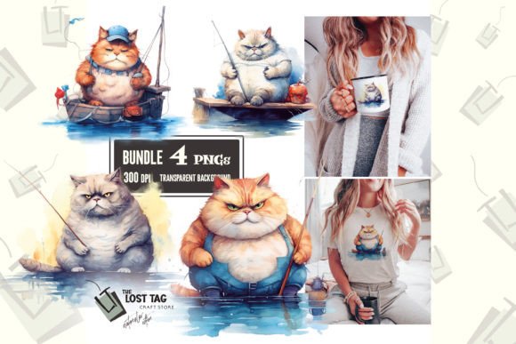 Hilarious Free Clipart: Funny Fat Cat & Fish Freebies