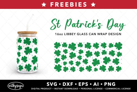 Shamrock Can Glass Wrap SVG Freebies