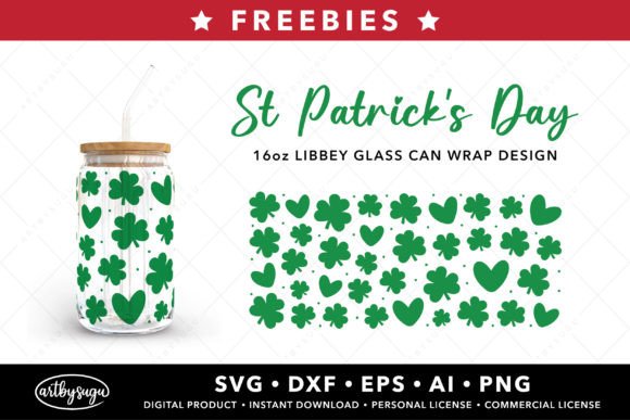 St Patrick's Day Can Glass Wrap Freebies: Design Assets