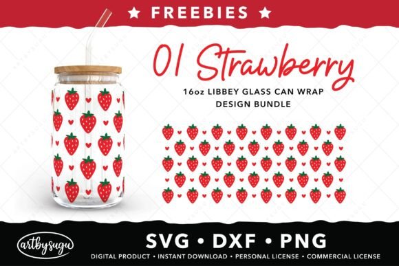 Strawberry Can Glass Wrap Svg: Free Design Assets