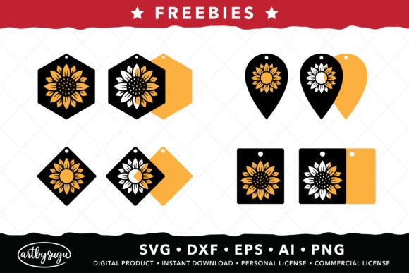 Sunflower Stacked Earrings SVG Freebies: A Designer's Guide to Floral Assets