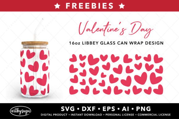 Valentines Libbey Glass Can SVG: Creative Design Assets